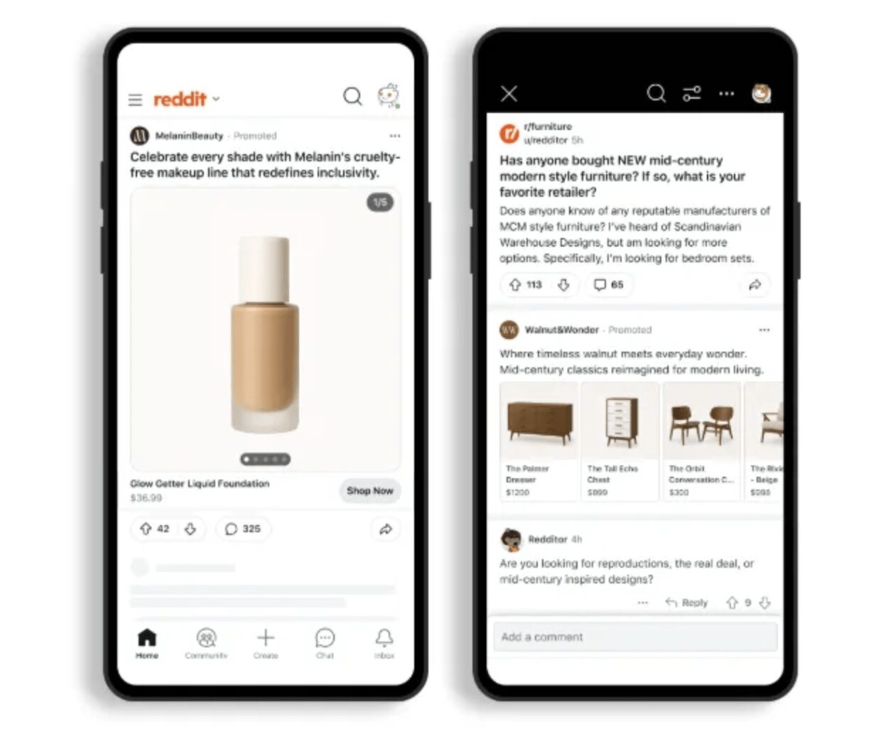 Image of ads on reddit